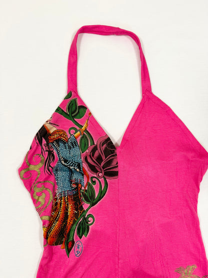 Christian Audigier Pink Shorts & Halter Set ♡ S