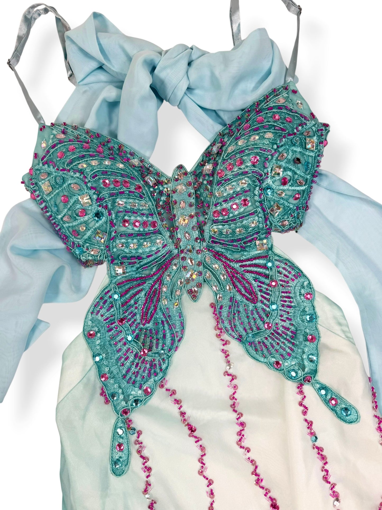 Butterfly Blue & Pink Ombré Silk Maxi Dress ♡ XXS/XS