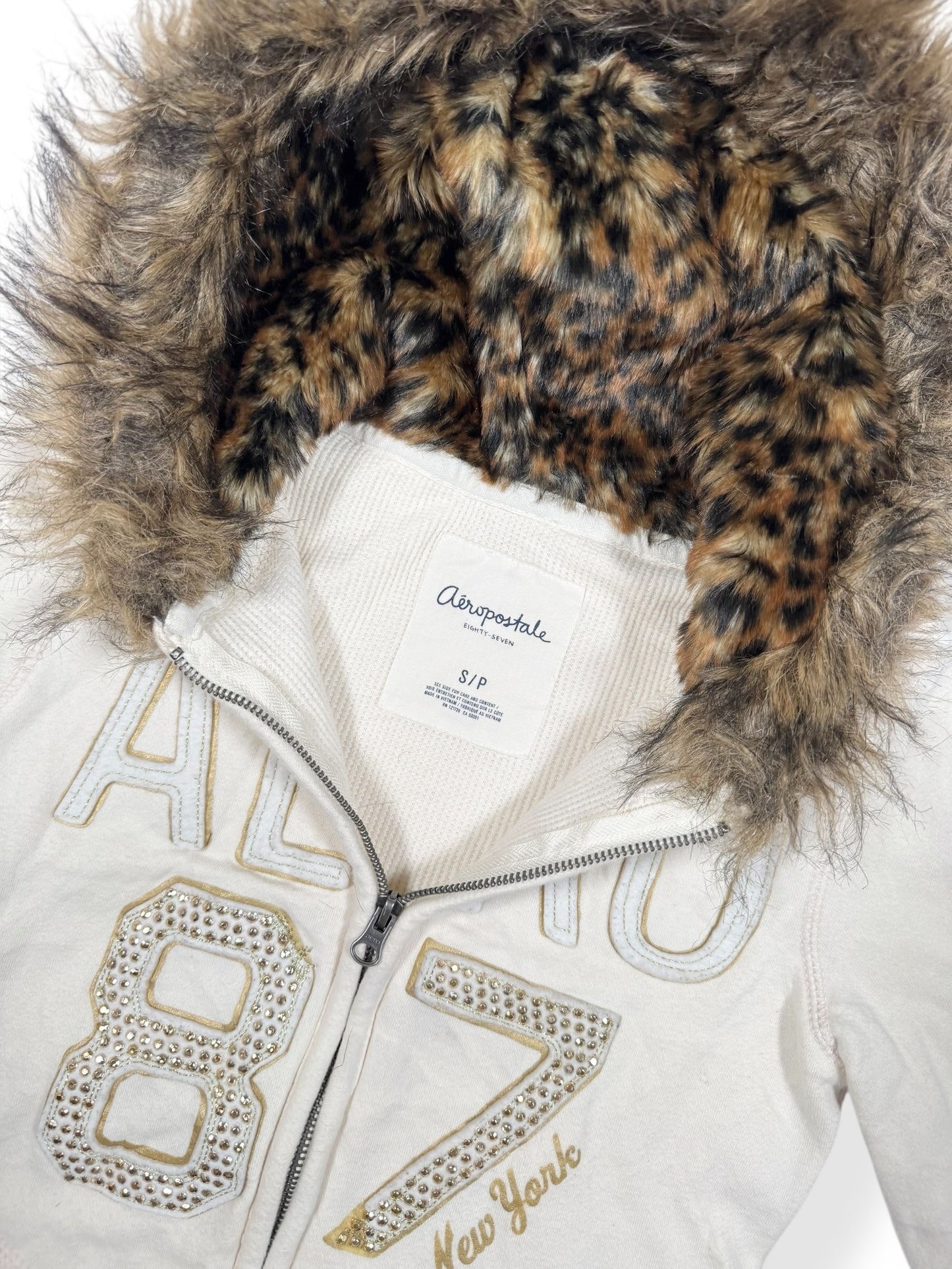 Aero Leopard Fur Hood Zip Up ♡ Size S