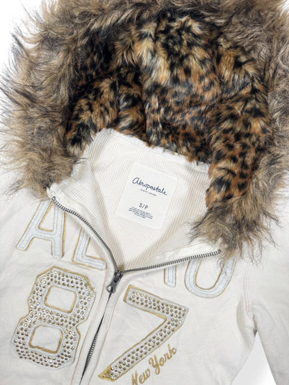 Aero Leopard Fur Hood Zip Up ♡ Size S