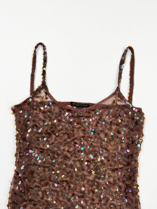 Brown Sequin Cami ♡ L