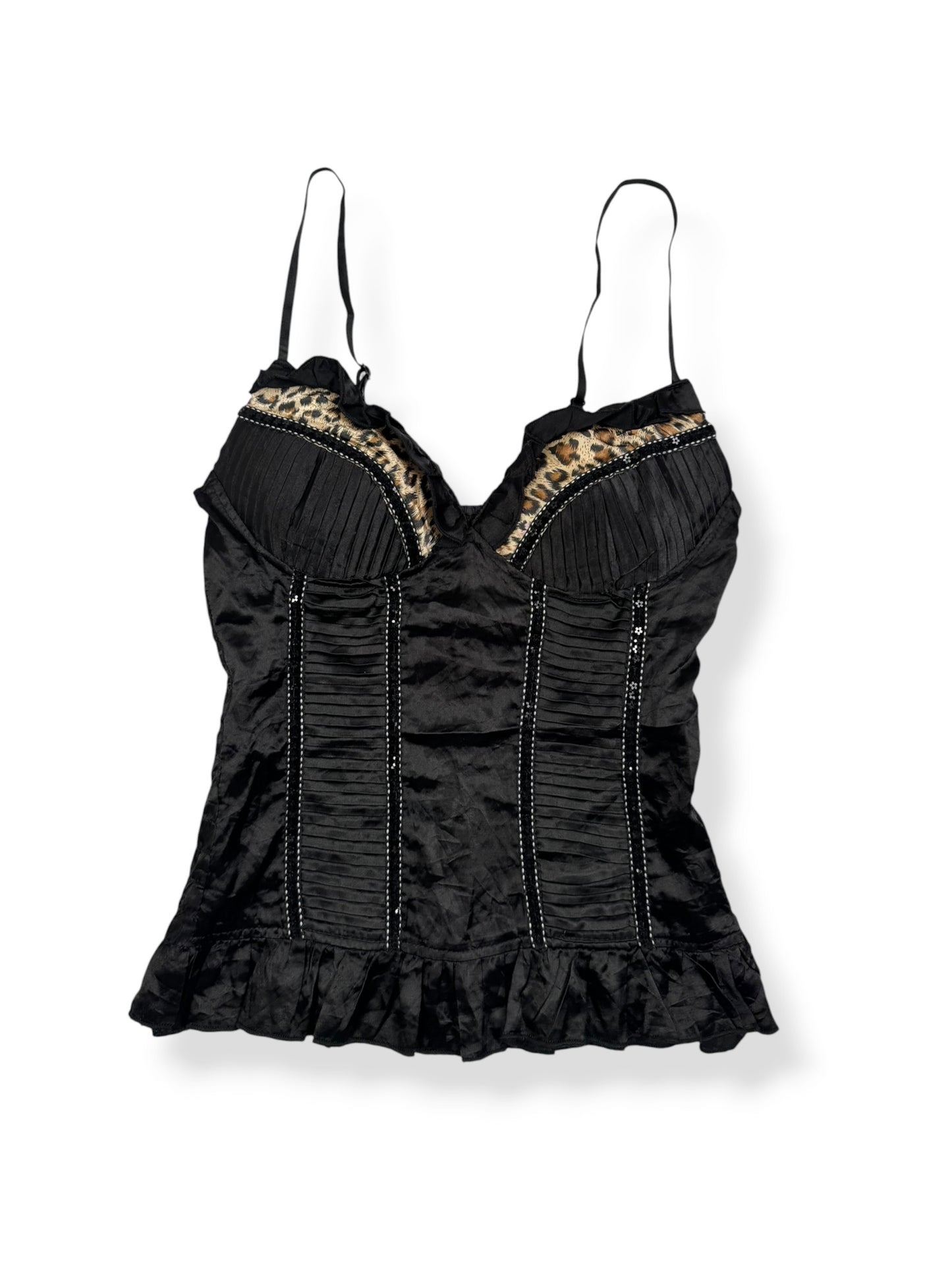 Black & Leopard Satin Cami ♡ L