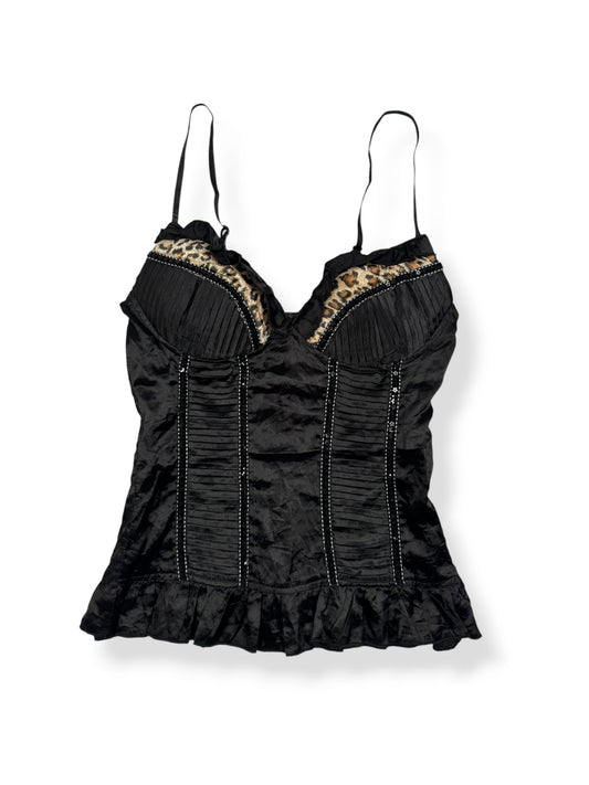 Black & Leopard Satin Cami ♡ L
