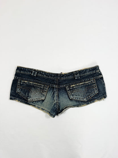 Lace Up Denim Micro Shorts ☆ M
