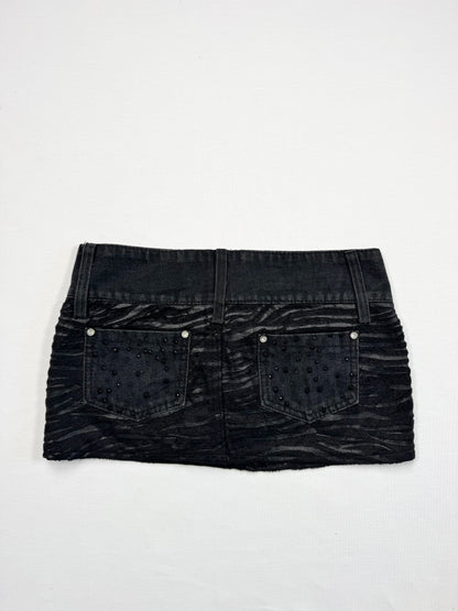Zebra Black Denim Mini Skirt ♡ XS