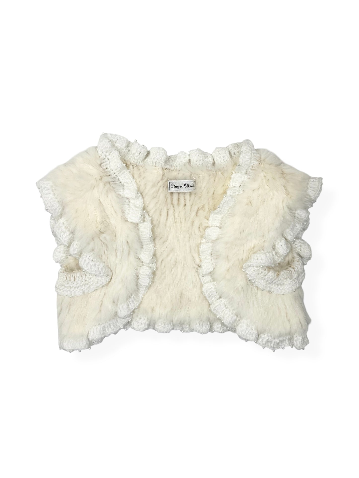 White Crochet Fur Bolero