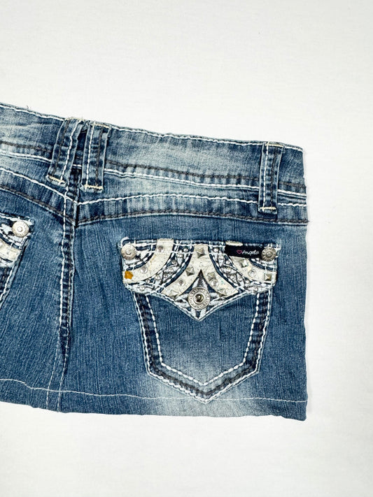 Angels Denim Studded Mini Skirt ♡ Size XS