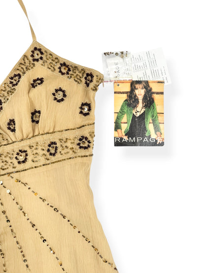 Rampage Beige Beaded Halter Cami ♡ S