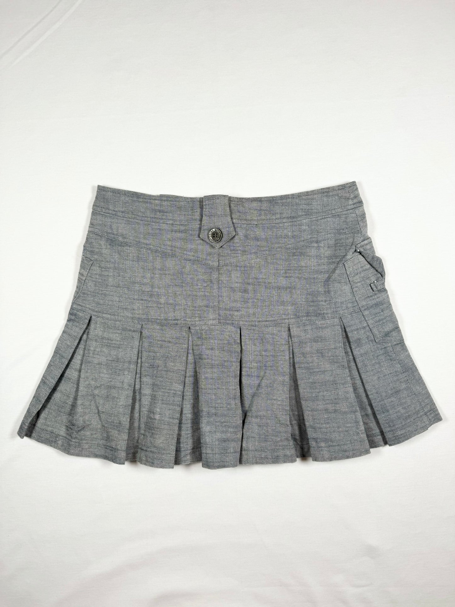 Grey Pleated Mini Skirt