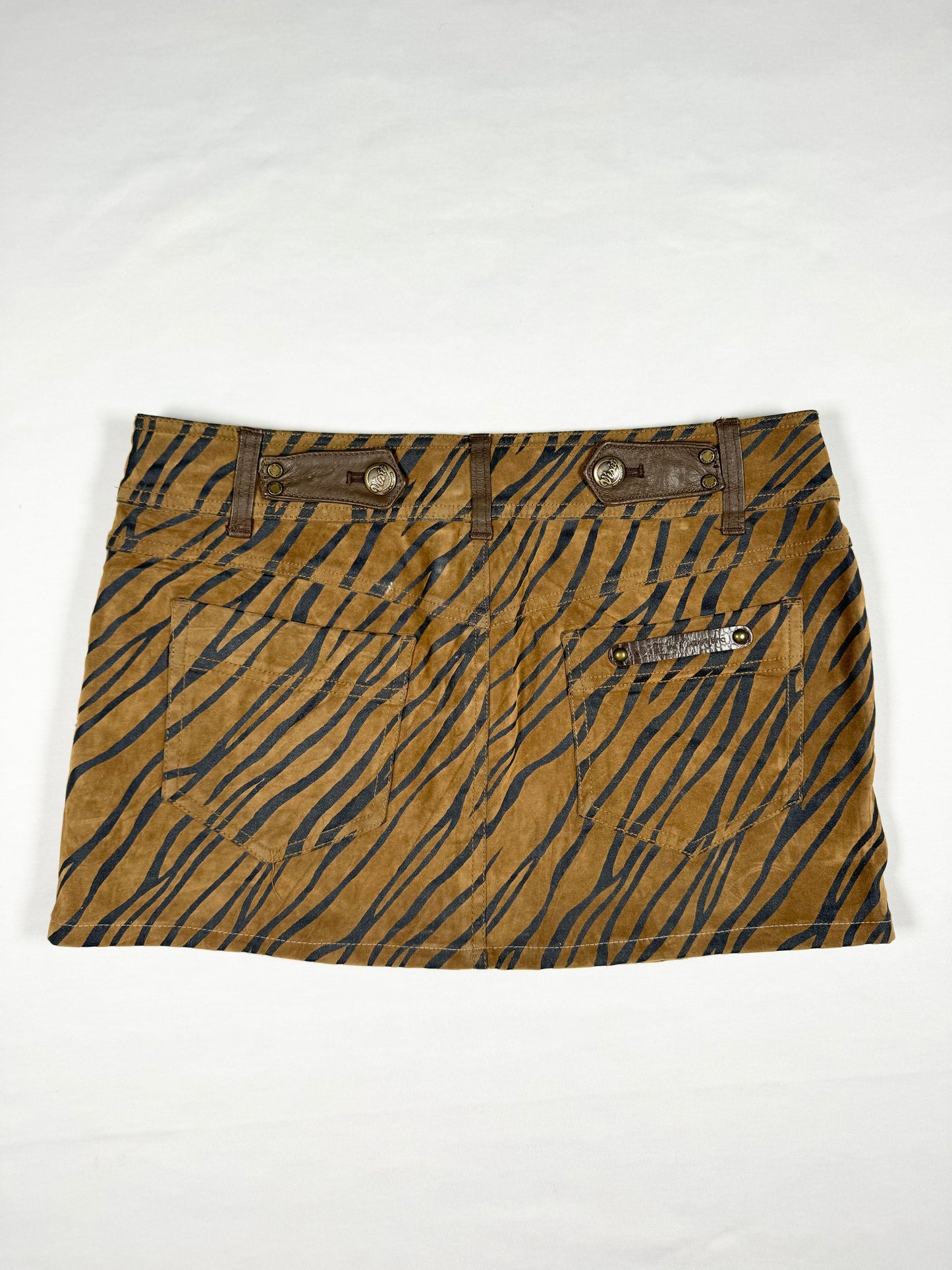 Animal Print Suede Mini Skirt