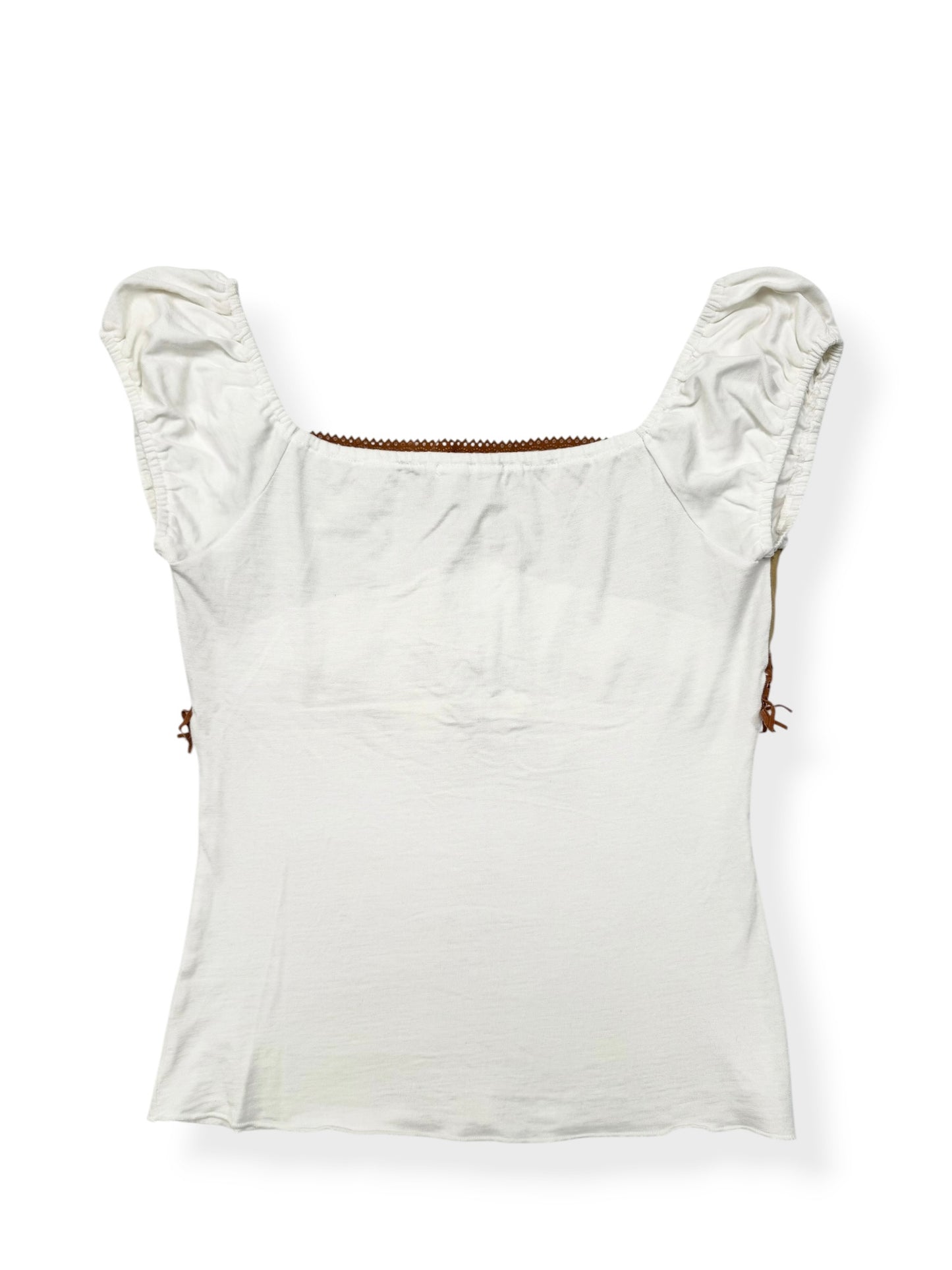 Butterfly Faux Leather Fringe Milkmaid Top ♡ S