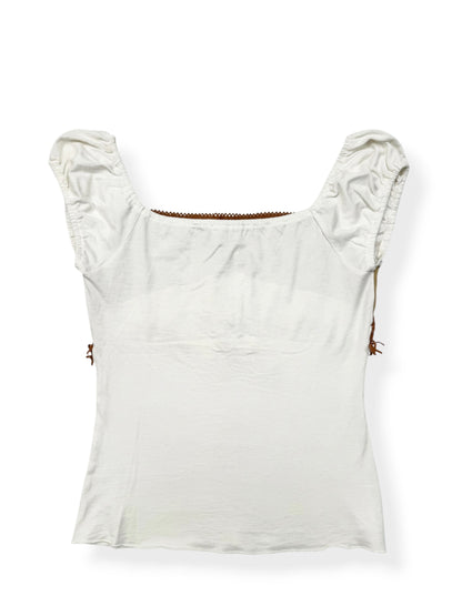 Butterfly Faux Leather Fringe Milkmaid Top ♡ S