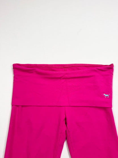 PINK Hot Pink & Blue Fold Over Waistband Leggings ♡ S/M