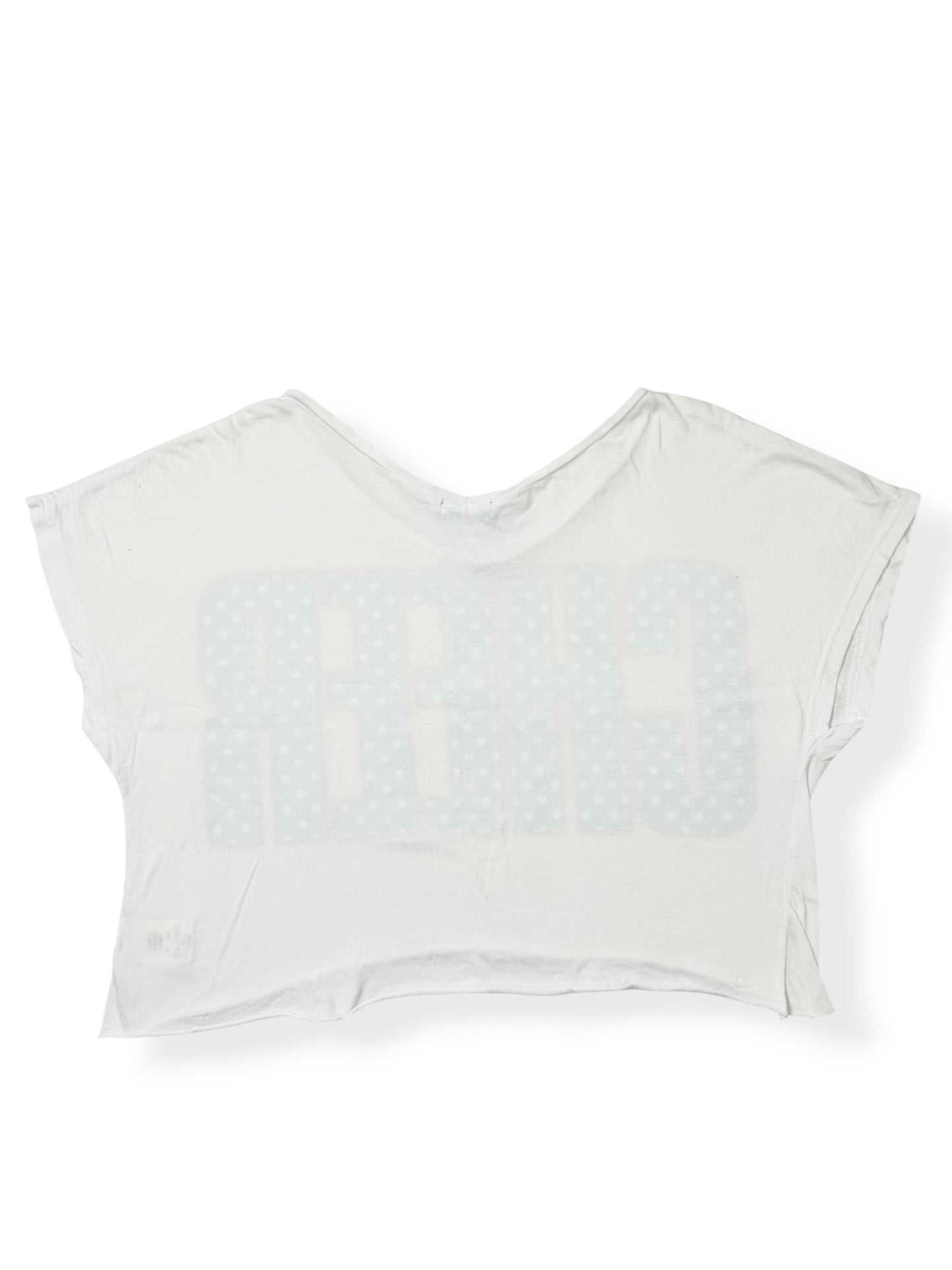 CHEER Pink & Blue Polka Cropped Off Shoulder Top ♡ L