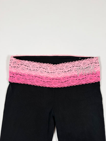 PINK Lace Waist Flared Leggings