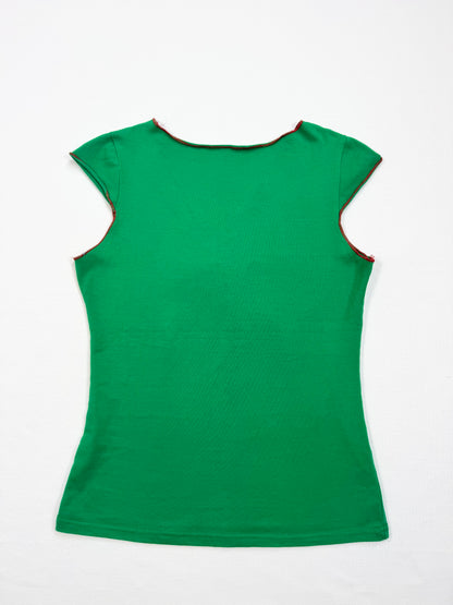 Hollister Green & Pink Lace Up Tee ♡ S