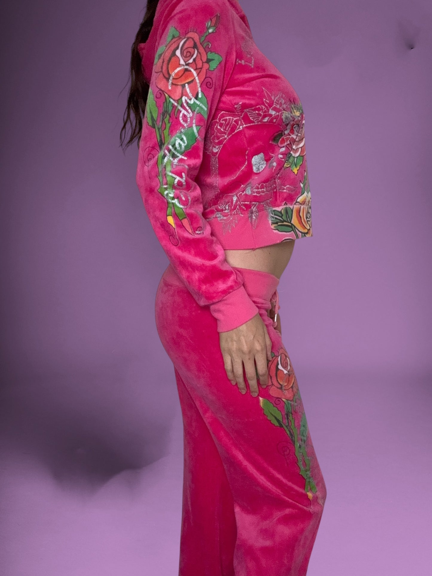 Pink Velour Ed Hardy Tracksuit ♡ M/L