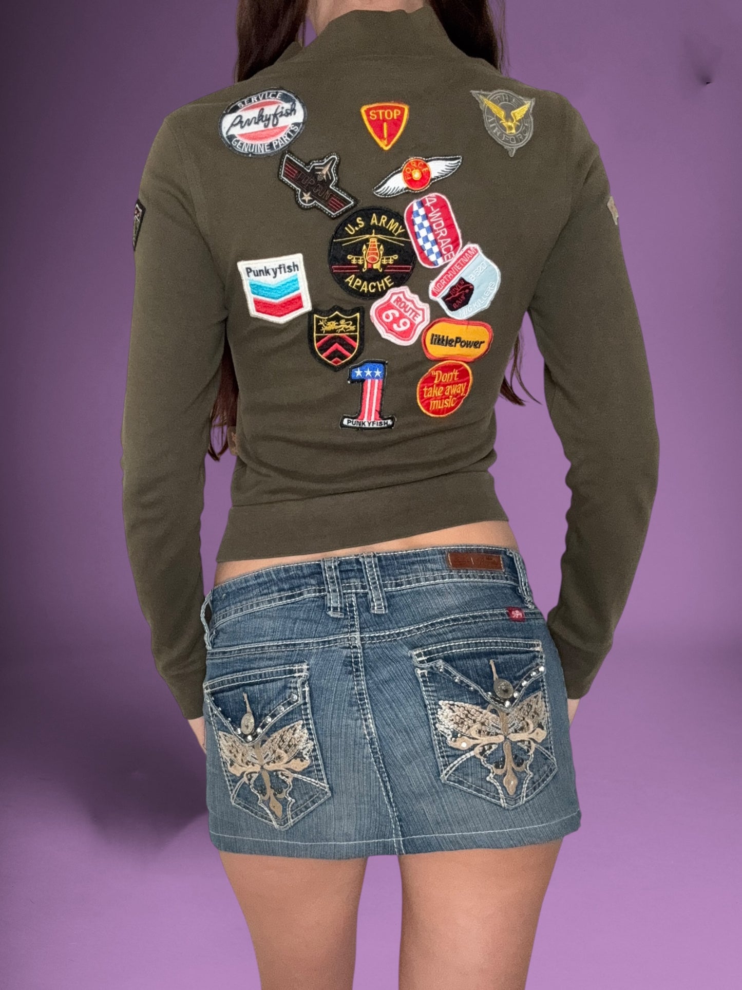 Punky Fish Patch Khaki Zip Up ♡ S