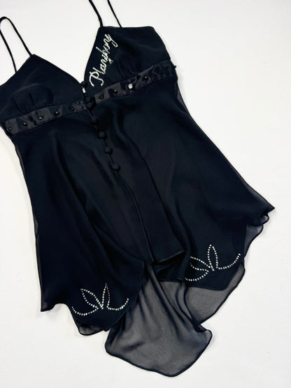 Black Playboy Diamanté Cami ♡ S/M
