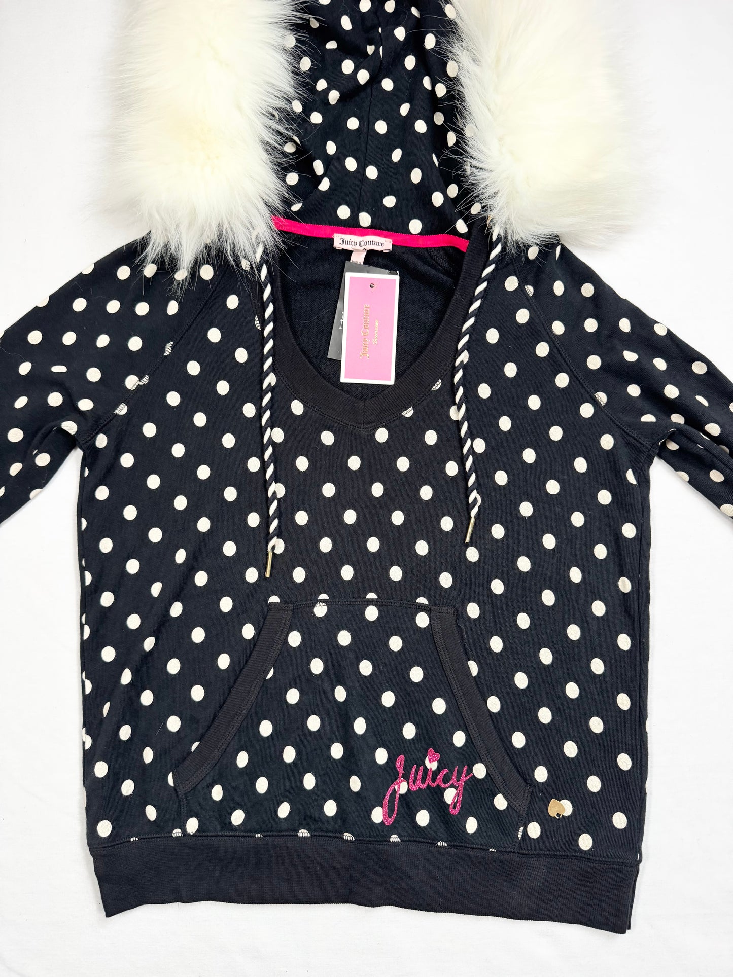 Juicy Couture Polka Dot Fur Hoodie ♡ XS