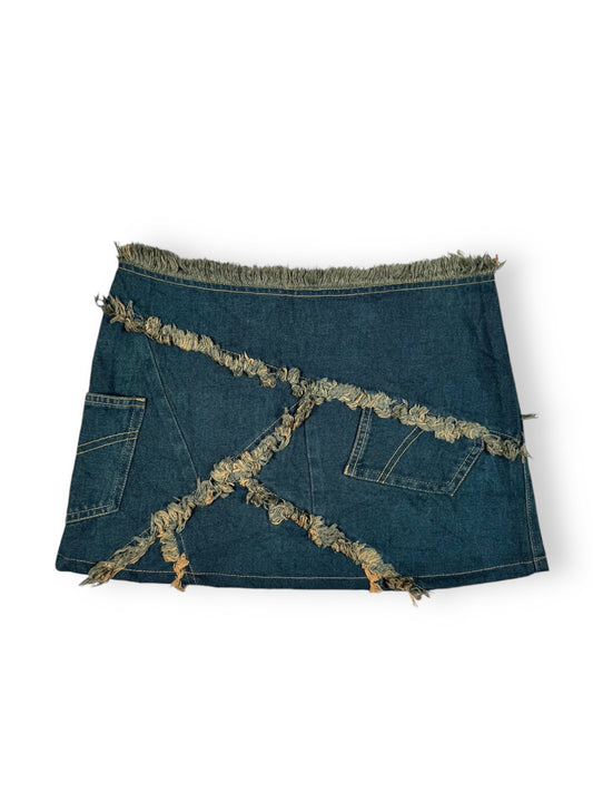 Distressed Denim Mini Skirt