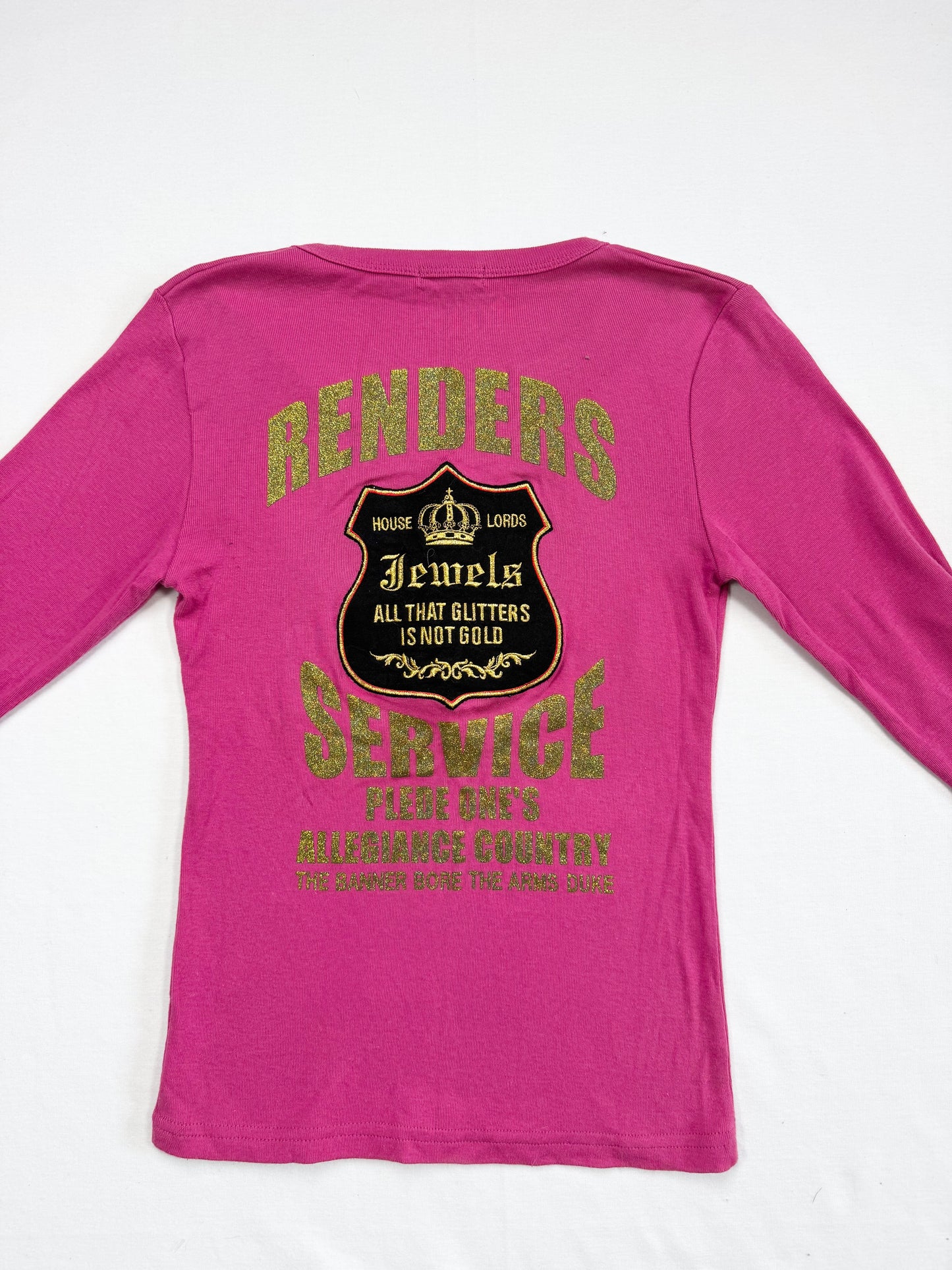Pink Patch Henley Top ♡ S
