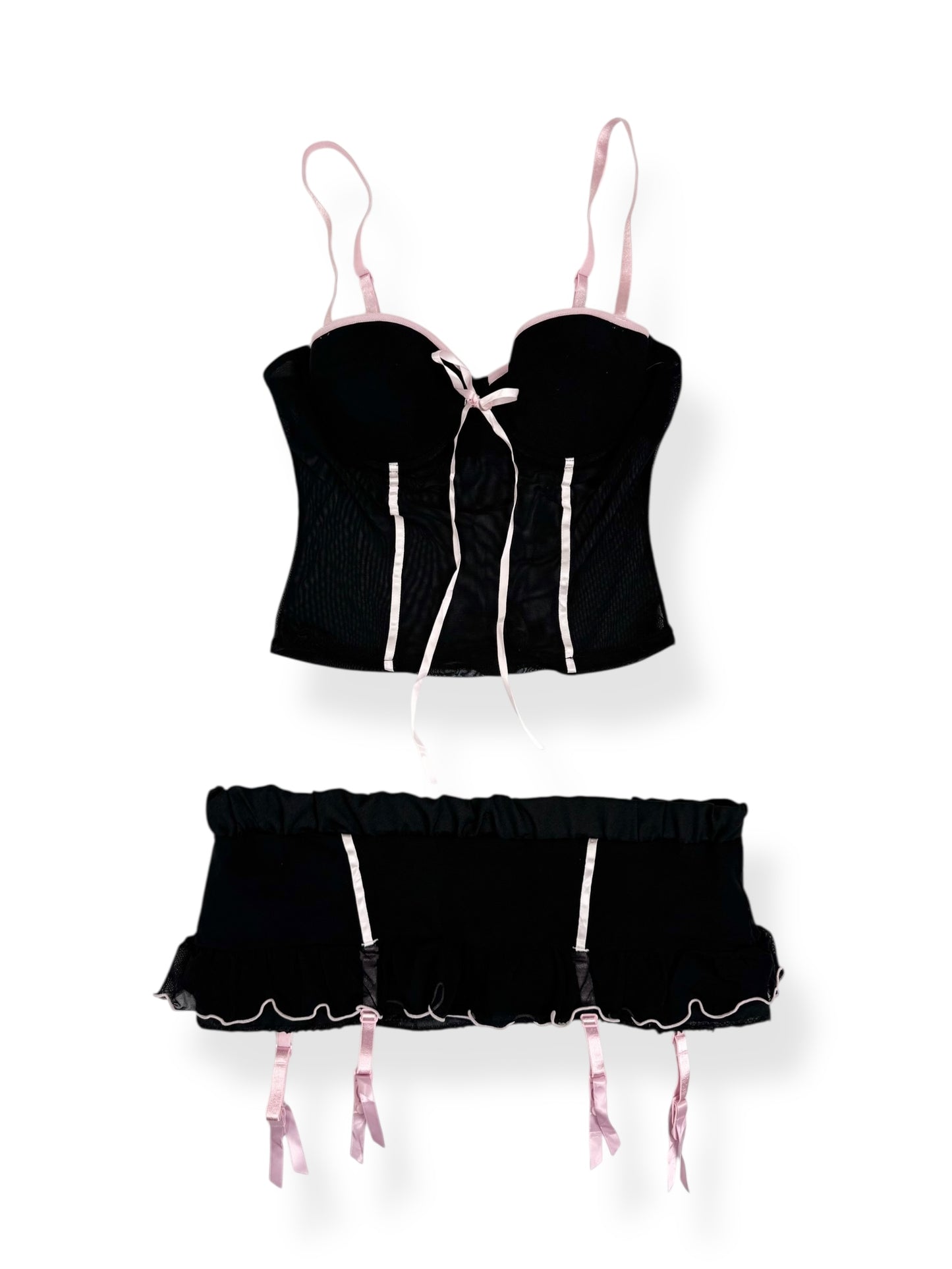 Black Pink Trim Cami Set ♡ XS