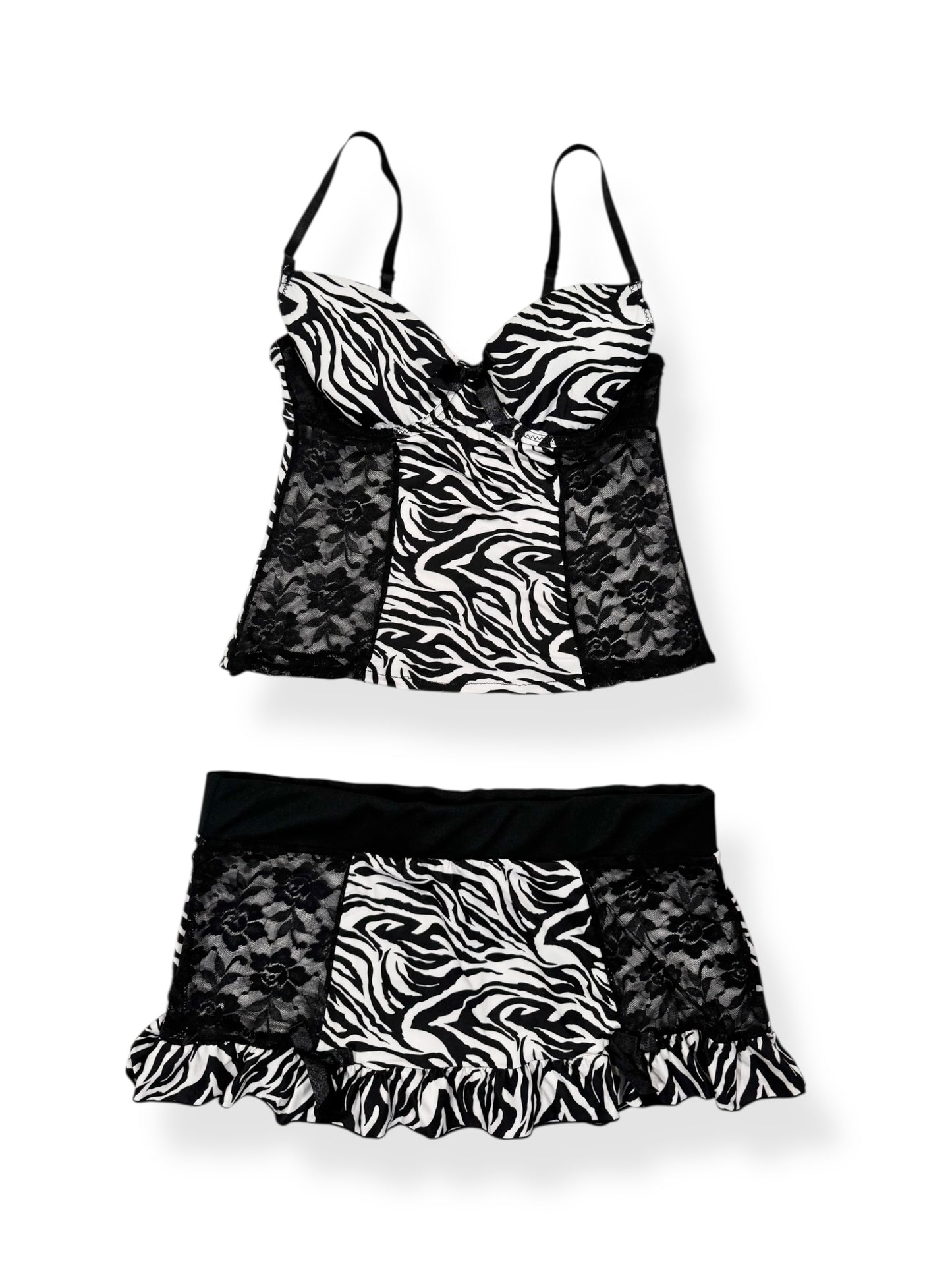 Rampage Zebra Lace Cami Set ♡ M/L