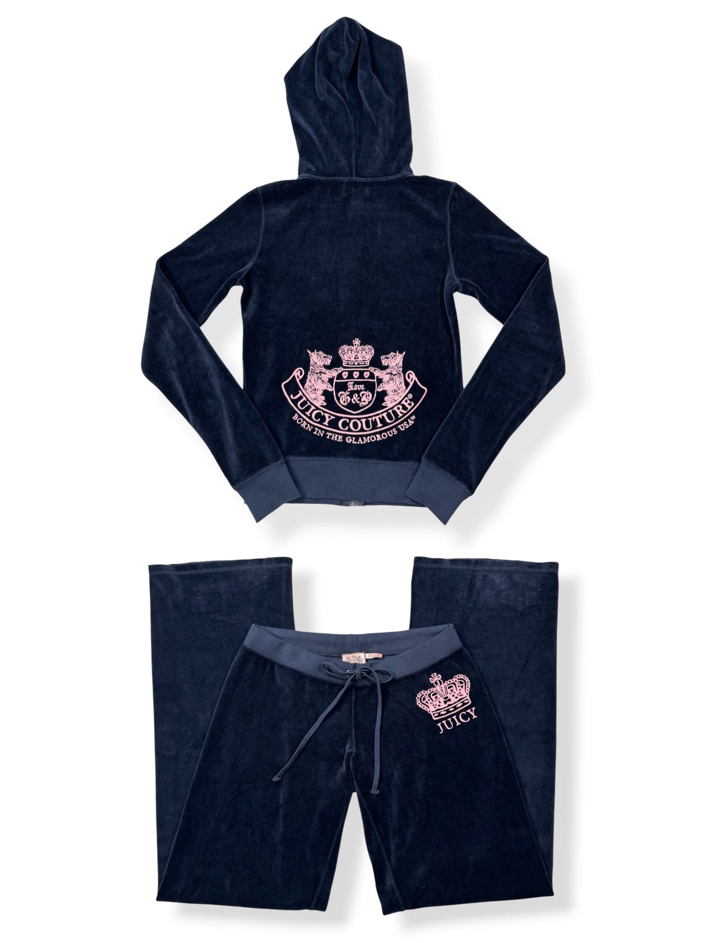 Juicy Couture Navy & Pink Velour Tracksuit Set ♡ XS/M