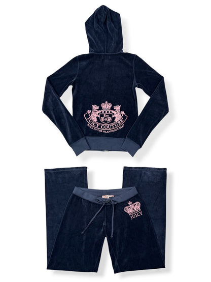 Juicy Couture Navy & Pink Velour Tracksuit Set ♡ XS/M