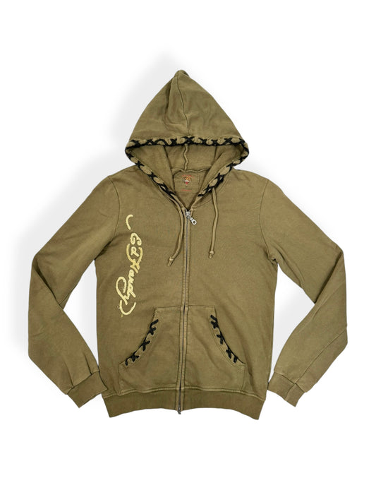 Green Ed Hardy Suede Lace Trim Hoodie  ☆