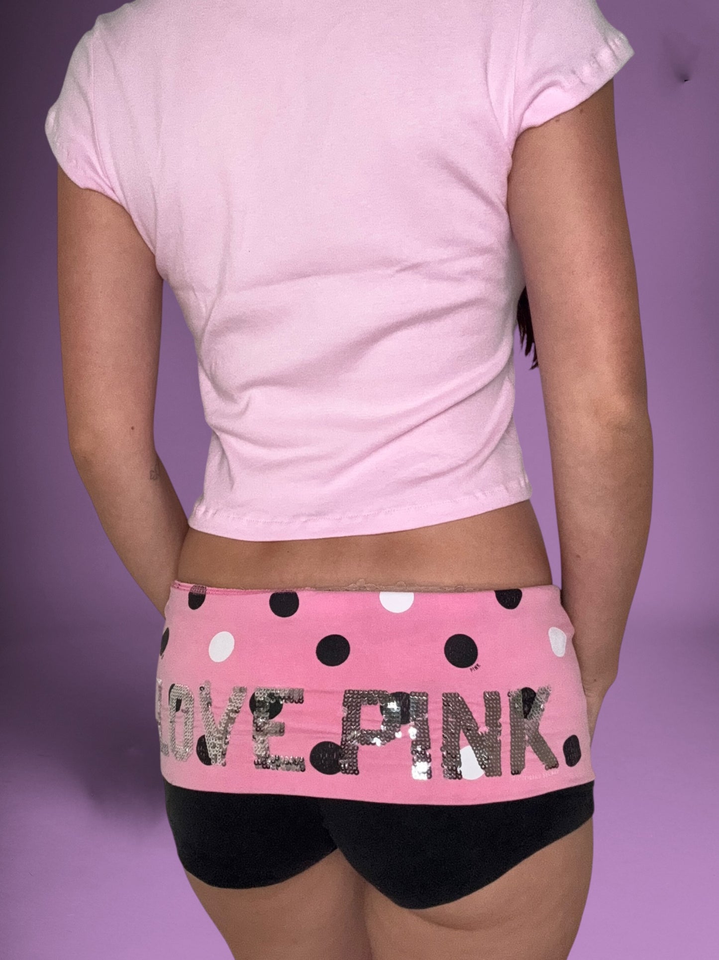 PINK Polka Dot Fold Over Shorts ♡ M