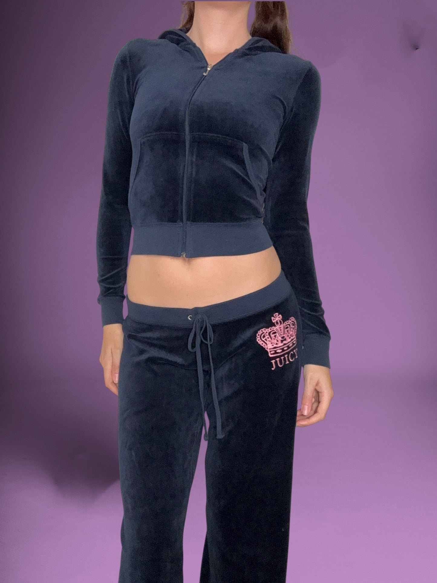 Juicy Couture Navy & Pink Velour Tracksuit Set ♡ XS/M