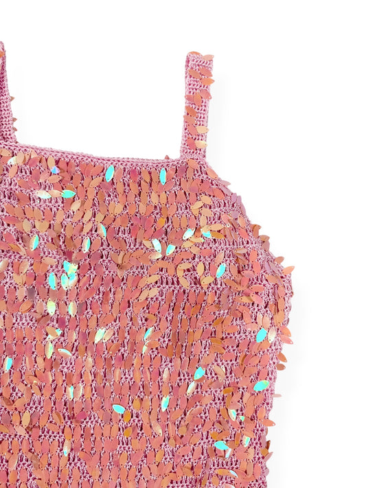 Pink Crochet Sequin Cami ♡ S