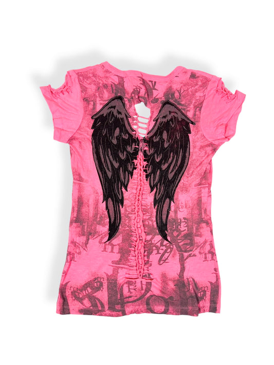 Hot Pink Cut Out Wing Tee