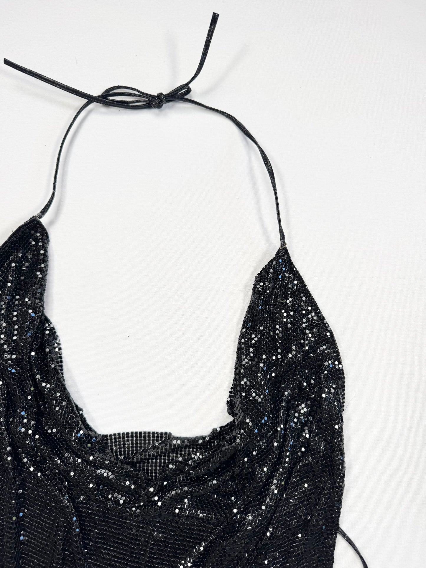 Black Chainmail Open Back Halter ♡ S