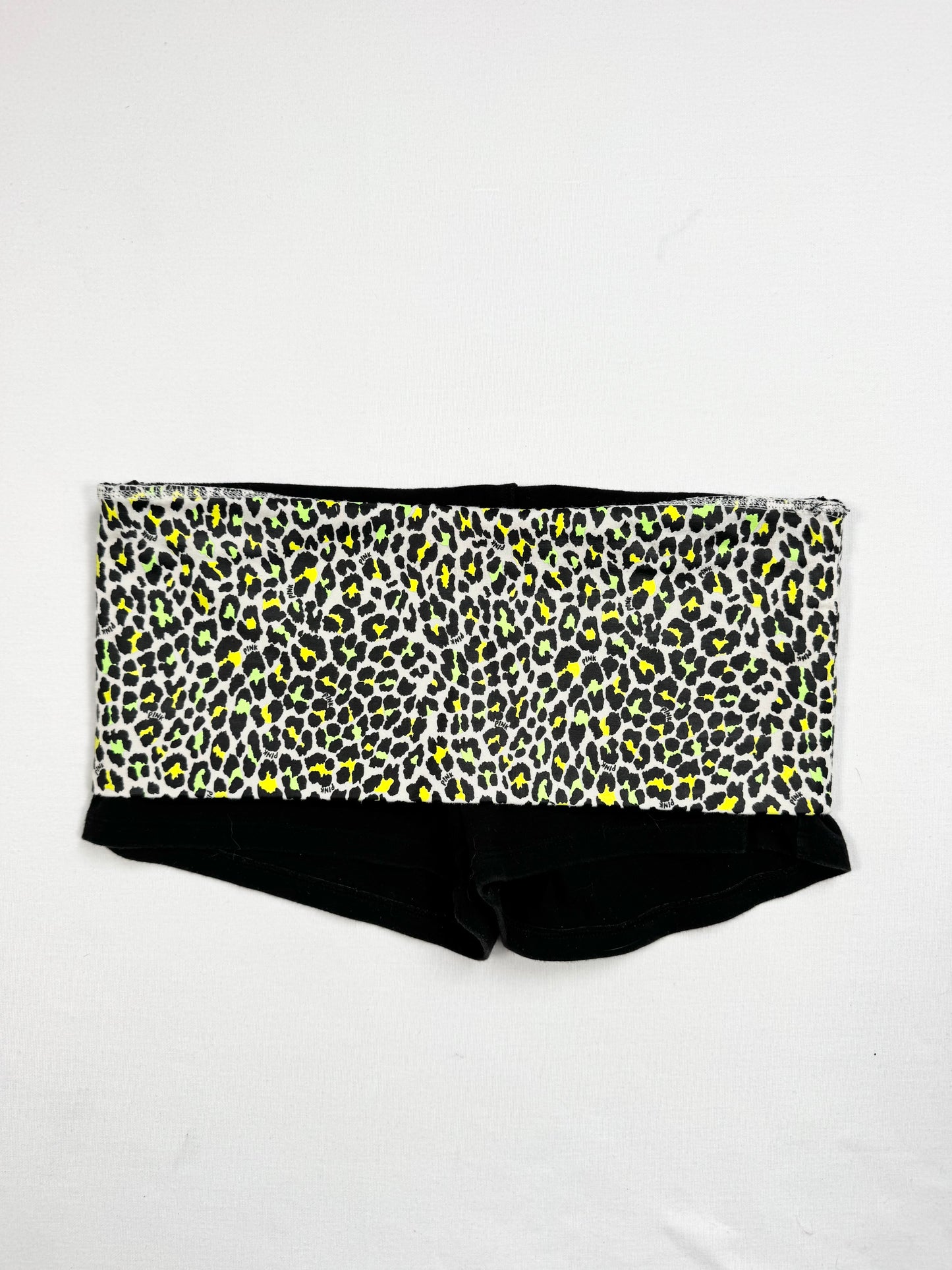PINK Green Leopard Fold Over Shorts ♡ XS/S