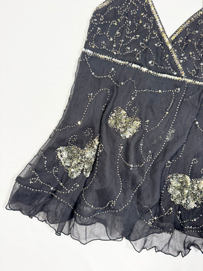 Black Sequin Butterfly Cami ♡ Size S