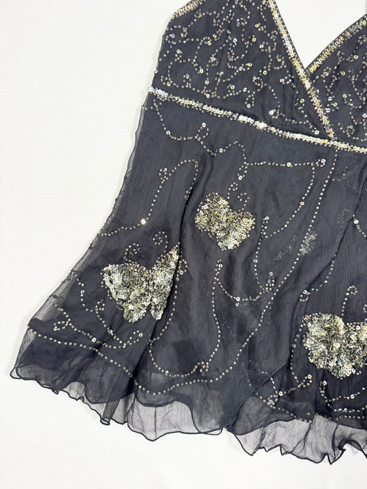 Black Sequin Butterfly Cami ♡ Size S