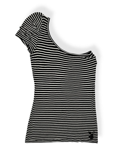 Playboy Striped One Shoulder Tee