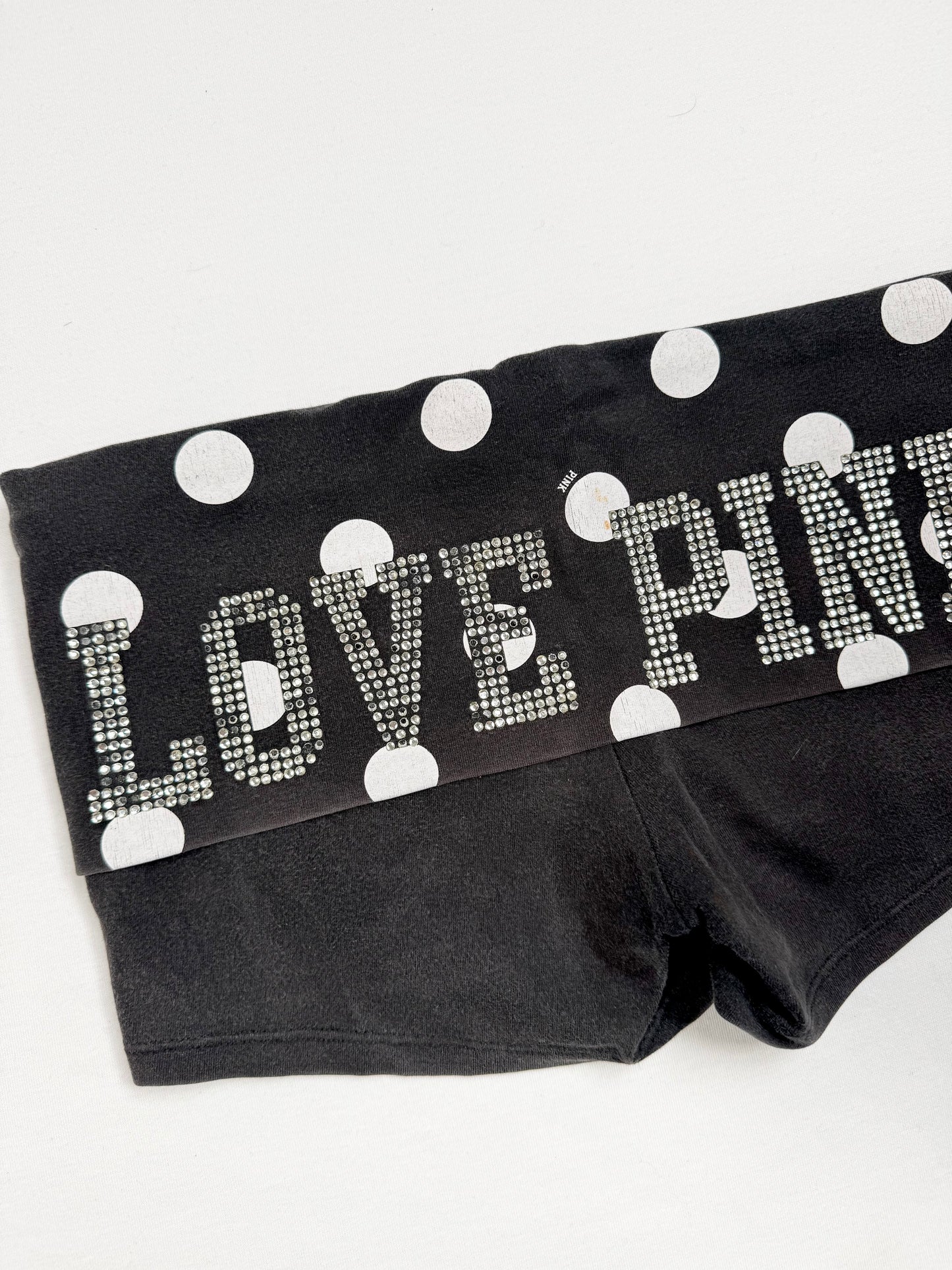 Polka Dot PINK Diamanté Fold Over Shorts ♡ XS