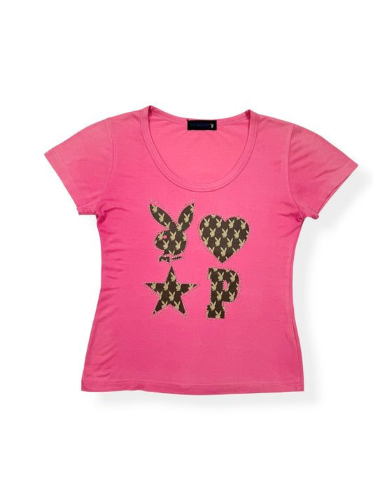 Playboy Pink & Brown Monogram Logo Tee ♡ L