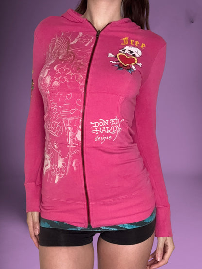 Pink Ed Hardy Zip Up ♡ XS