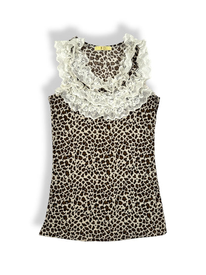 Leopard Ruffle Lace Tank