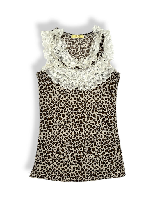 Leopard Ruffle Lace Tank