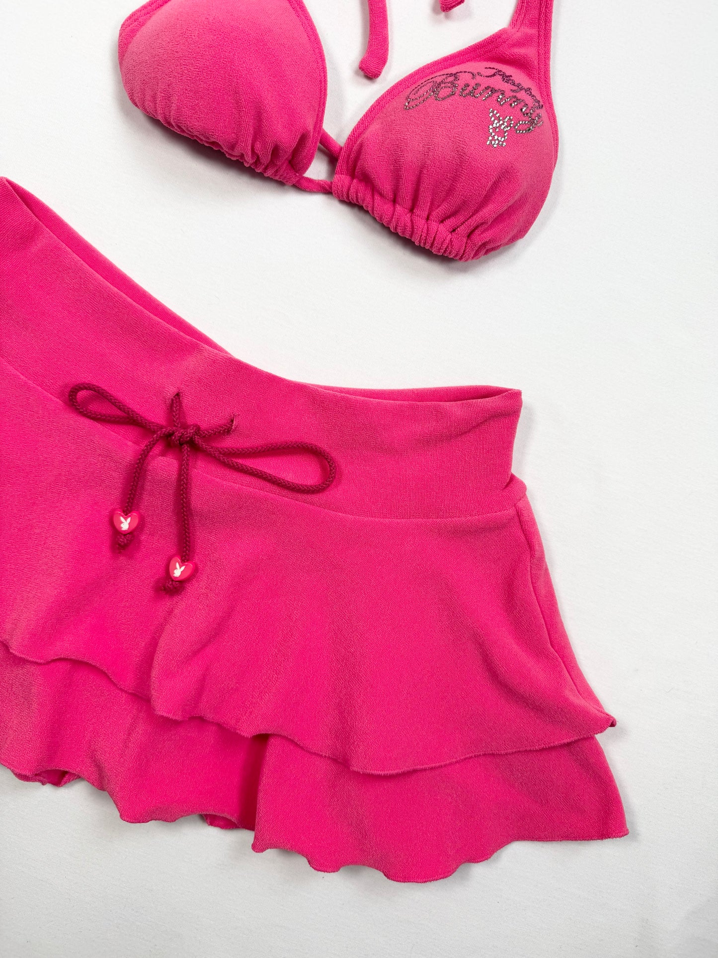 Playboy Hot Pink Towelling Bikini & Skirt Set ♡ XS