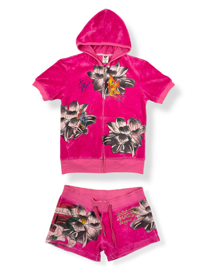 Ed Hardy Pink Velour Set ♡ S