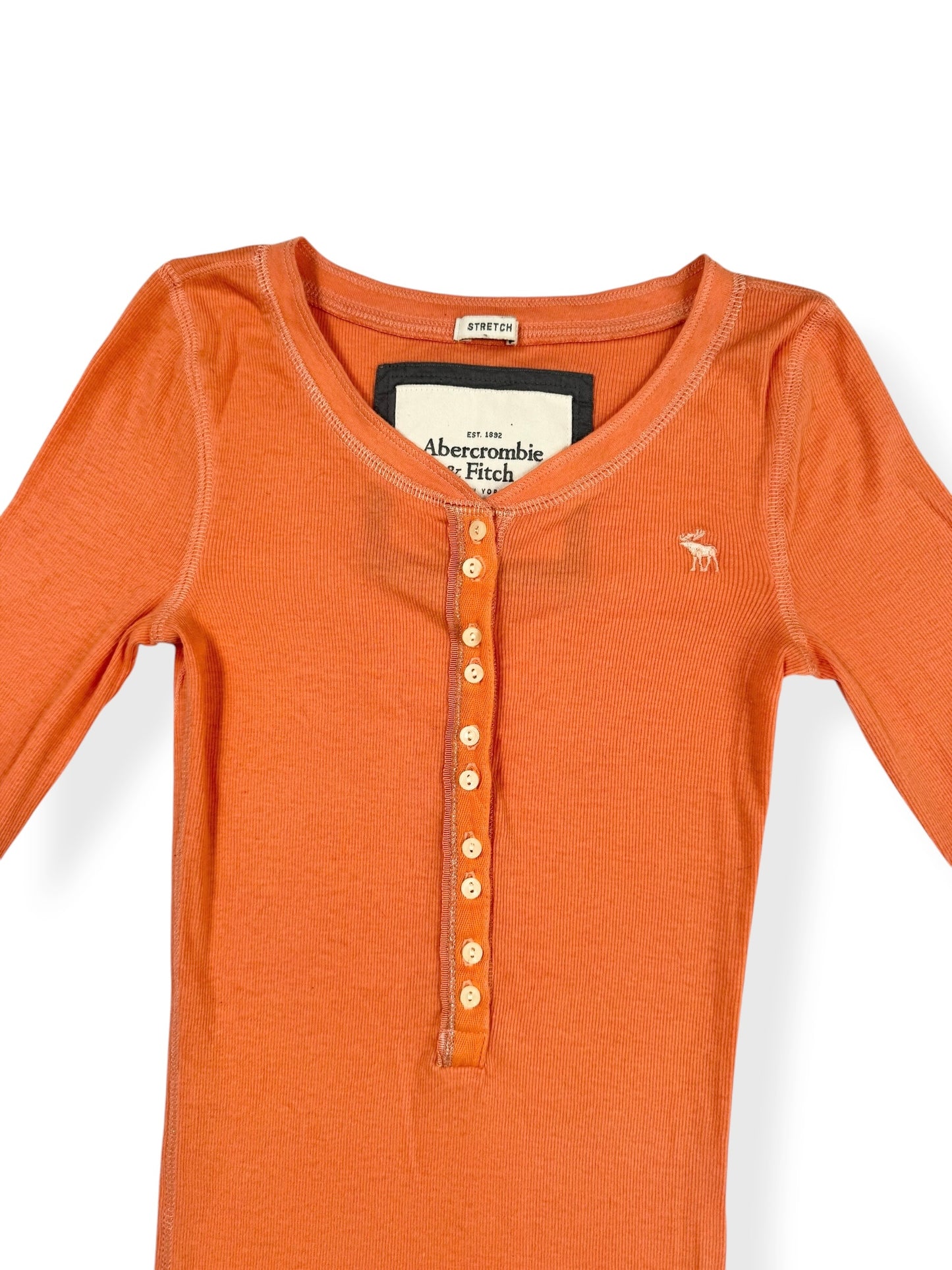 Abercrombie & Fitch Orange Henley Long Sleeved Top ♡ XS