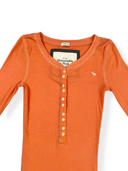 Abercrombie & Fitch Orange Henley Long Sleeved Top ♡ XS
