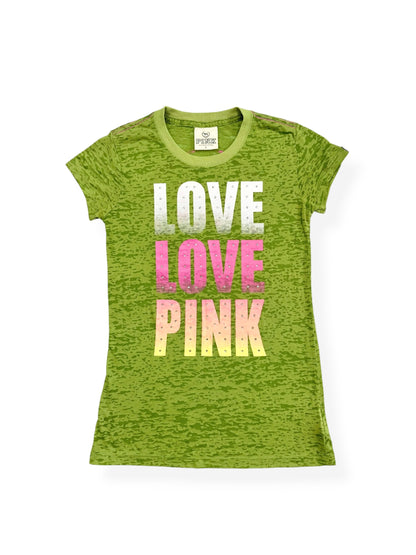 PINK “Love Pink” Green Tee ♡ M